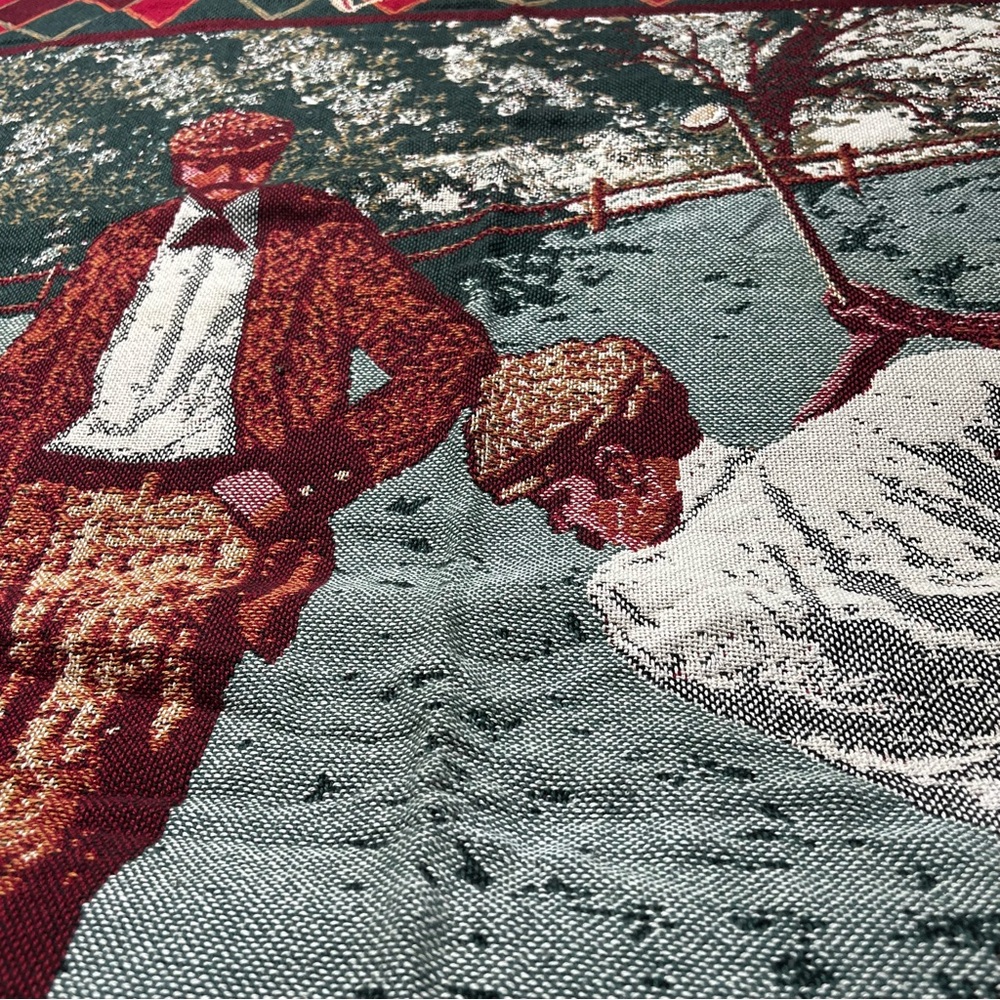 Goodwin Weavers 100% Cotton Golf Tapestry Throw Blanket Afghan Vintage USA - Picture 9 of 13